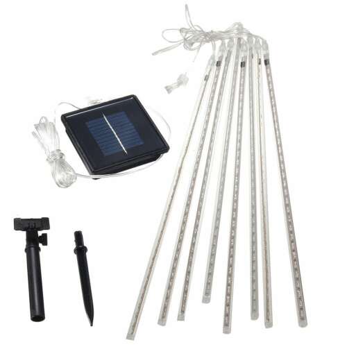 Luminițe de gheață alimentate cu energie solară, 10 luminițe de gheață LED, 190 cm lungime, set de 10, luminițe de gheață pentru exterior, luminițe de Crăciun alimentate cu energie solară, luminițe de gheață pentru grădină, luminițe de gheață pentru copaci
