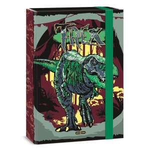 Ars Una A4-es T-Rex Dínó Füzetbox, zöld dinoszaurusz mintával, rugalmas záródással - Füzetbox