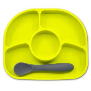 BBlüv Yümi Tapadó aljú szilikon tányér és kanál - Lime 94453791 Gyerek tányérok, evőeszközök, étkészletek