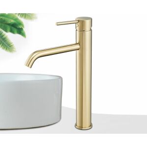 Rea Lungo Gold high basin mixer tap with white sink - Nonbrand Faucet