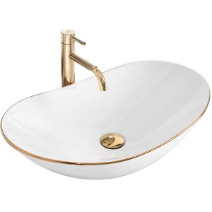 Rea Royal oval ceramic washbasin with gold faucet - Washbasin