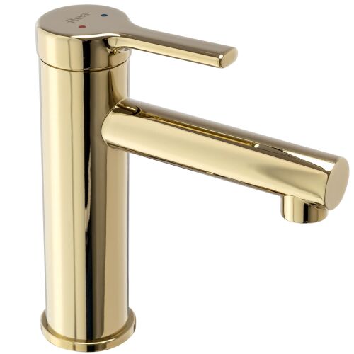 Shiny Gold Rea Pixel Low Bathroom Sink Faucet