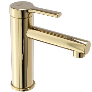 Glänzende Goldene Rea Pixel Low Waschtischarmatur - Wasserhahn