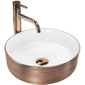 Rea Sami Rose Gold Countertop Washbasin with Faucet - Washbasin