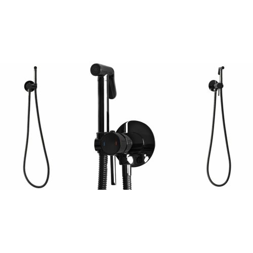 Lungo Loop black bidet faucet set with hose and wall mount
