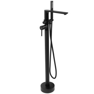 Rea Flores black floor mounted bathtub faucet with shower head - Rea Faucet