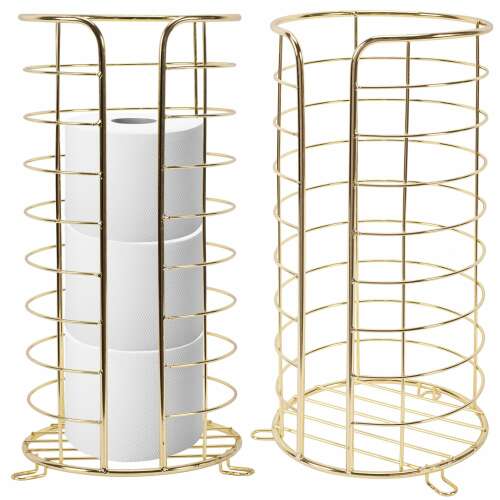 Arany színű WC papír tartó állvány WC papír tekercsekkel