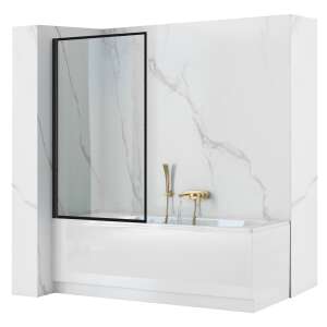 Rea Lagos Fix Schwarze 70 cm Badewannenabdeckung, einteilig, schwarzer Rahmen, für Badewanne - Badezimmermöbel