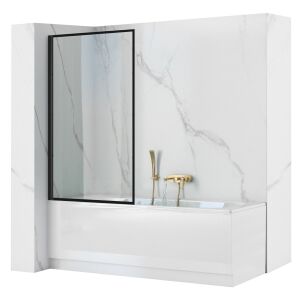 Rea Lagos black frame bath screen installed on bathtub - Bathroom Furniture