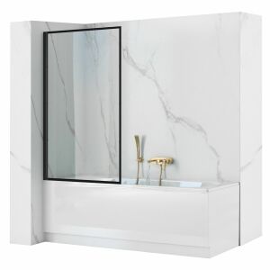 Rea Lagos 80 cm Black Rotating Bath Screen 146341978 - Bathroom Furniture