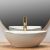 Rea Sofia oval washbasin with gold trim and golden faucet