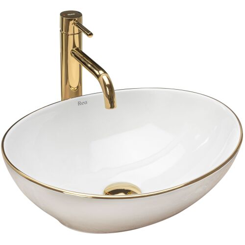 Rea Sofia oval bathroom sink with gold accent