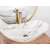 Rea Royal Lava oval bathroom sink with marble design, installed on a wooden countertop