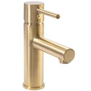 Angled view of Rea Tess Gold bathroom faucet - Nonbrand Faucet