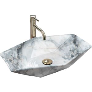 Rea Vegas marble effect ceramic washbasin isolated - Washbasin