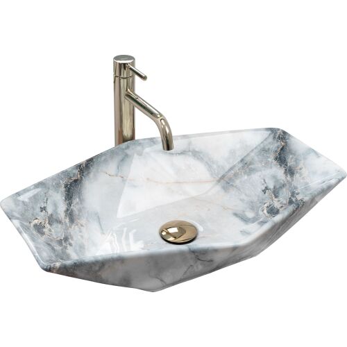 Rea Vegas marble effect ceramic washbasin isolated