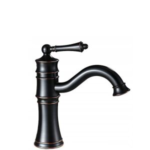 Elegante Retro schwarze Waschbeckenarmatur - WC-Sitze, Duschkabine, Wasserhahn, Duschtür, Badezimmerschrank, Wäschekörbe und Brausegarnitur