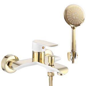 Wannenarmatur  REA Bloom White gold 135461709 - WC-Sitze, Duschkabine, Wasserhahn, Duschtür, Badezimmerschrank, Wäschekörbe und Brausegarnitur