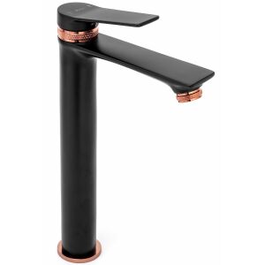 Rea Viral Black and Rose Gold Tall Basin Mixer Tap - Nonbrand Faucet