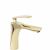 Rea Orbit Low Gold Bathroom Faucet on White Background