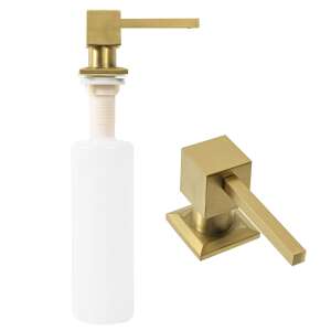 Brushed gold soap dispenser for kitchen sink, modern design, square shape - Soap Dispenser