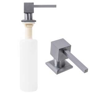Nickel brushed square soap dispenser with pump, REA brand - Soap Dispenser