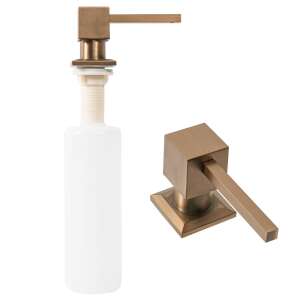 Copper soap dispenser for kitchen sink, square design, with bottle - Soap Dispenser