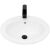 Top view of Rea Dalia oval ceramic built-in washbasin with black faucet