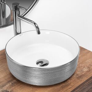 Rea Sami Pultos 36cm Round Countertop Washbasin with Silver Exterior - Rea