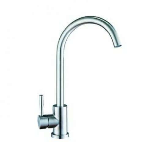 Rozsdamentes acél konyhai mosogató csaptelep, 149-es modell, J-alakú kifolyóval és egykaros vezérléssel