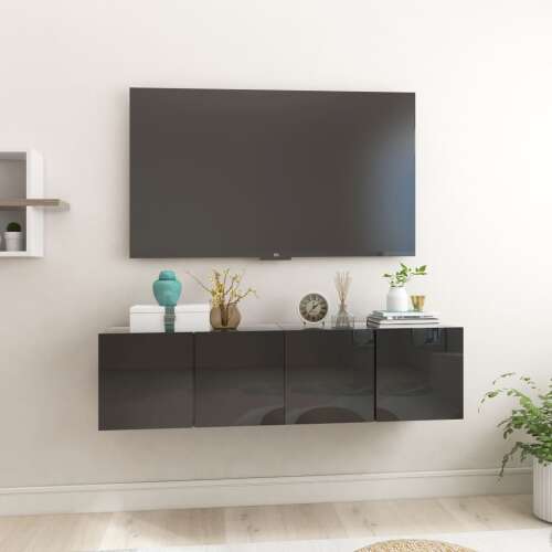 vidaXL 2 db magasfényű fekete függő TV-szekrény 60 x 30 x 30 cm 45661648