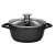 Schwarzer Topf mit Glasdeckel und Edelstahlgriff