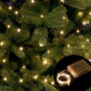 10 méteres elemes micro LED fényfüzér, meleg fehér, 100 LED, akkumulátoros dobozzal - Nonbrand Fényfüzér