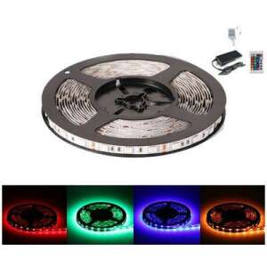 5 meter RGB LED strip with remote control, power adapter and 60 LEDs per meter - LED Strip