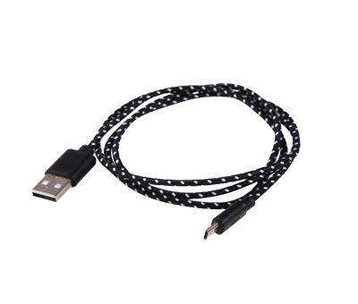 Cablu de date si incarcator Micro USB incasabil, acoperit cu material textil, 1 m