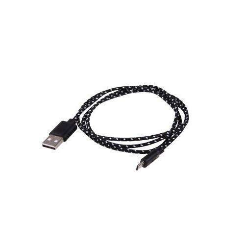 Cablu de încărcare Micro USB negru cu țesătură împletită, 1 metru lungime