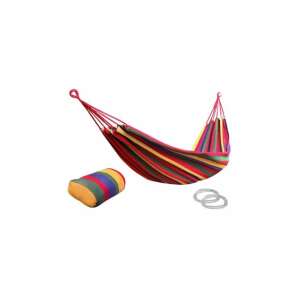 Deluxe Comfort egyszemélyes függőágy párnával és gyűrűkkel, piros-sárga csíkokkal - Függőágy