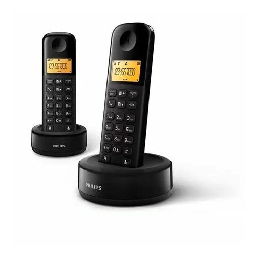 Philips Dect telefon fekete 300mah 2 kézibeszélő D1602B/53 168988532 - Asztali és vezetékes telefon