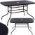 Springos garden table with black tempered glass top and black powder-coated metal frame