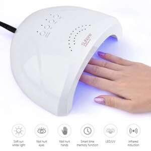SunOne LED/UV nail lamp 2 in 1, curing gel polish and acrylic nails, with motion sensor, 48W, 30 LED lights, white color - Nail design