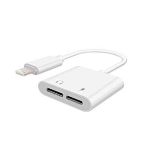 Fehér Lightning adapter fejhallgató és töltő bemenettel, iPhone 7, iPhone 7 Plus, iPhone X, iPhone 8, iPhone 8 Plus, iPhone XS, iPhone XS Max, iPhone XR, iPhone 11 Pro, iPhone 11 Pro Max, iPhone 11, iPhone SE (2020) modellekhez - Lightning kábel