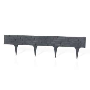 StonePalisade 3.2m Anthracite Garden Edging Set, 4 pieces, 78cm each - Garden Edging