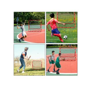 Koláž siete Visszapattintó háló používanej na tréning tenisu, futbalu, bejzbalu a basketbalu - Futbalové a hádzanárske bránky