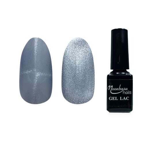 Moonbasa Nails Flash Tiger Eye géllakk #531 Cerullis, 5ml, ezüst csillámos géllakk körmökhöz
