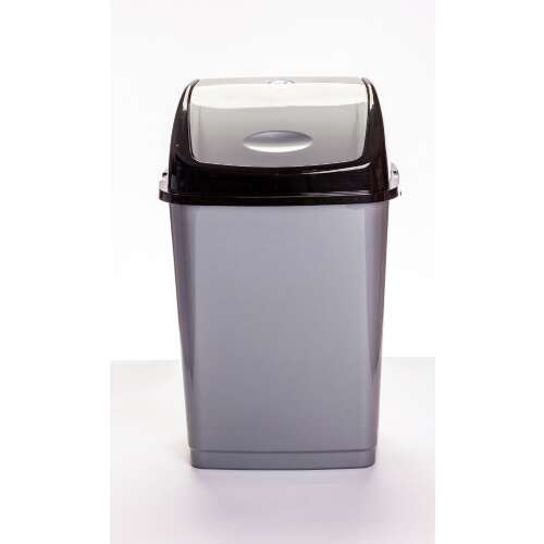 50 literes fekete-szürke műanyag szemetes kuka fedéllel