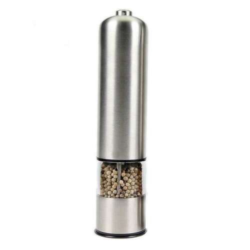 Elektromos só és bors őrlő, rozsdamentes acél, elemes, konyhai eszköz, fűszerező adagoló