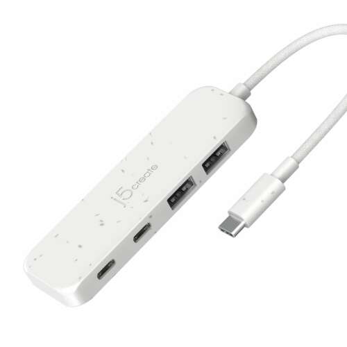j5create Eco-Friendly USB-C to 4-Port Type-C & Type-A Gen 2 Hub Pure White JCH342EW-N