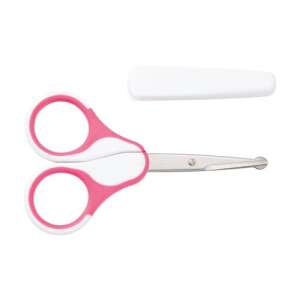BABY-NOVA rózsaszín-fehér baba körömvágó olló lekerekített végekkel - Fürdetési kellék