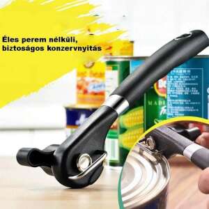 Deschizător de conserve sigur cu margine netedă, ușor de utilizat, mâner negru, lamă din oțel inoxidabil - Deschizătoare de conserve