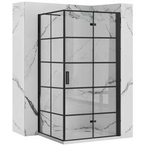 Rea Molier Black 80x80 shower cubicle with black frame and glass panels - Rea